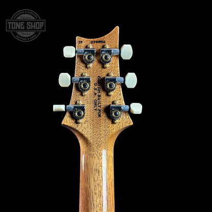 Back of headstock of PRS TSG Anniversary Wood Library Artist DGT Frostbite Brazilian Rosewood.