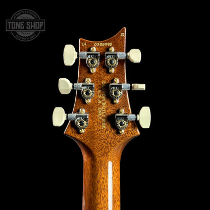 Back of headstock of PRS Wood Library Hollowbody II Piezo 10 top Livingston Lemondrop Braz.