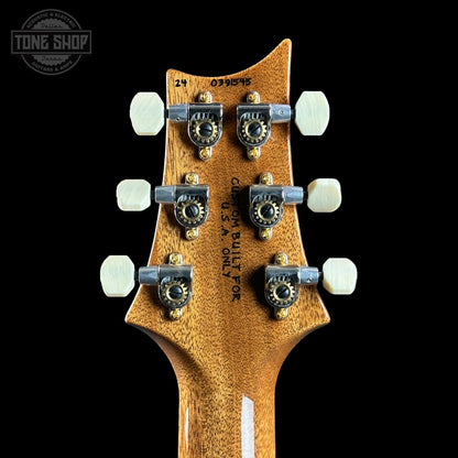 Back of headstock of PRS TSG Anniversary Wood Library Artist DGT Frostbite Smokeburst Brazilian Rosewood.