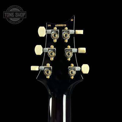 Back of headstock of PRS DGT Black Gold Wraparound Burst 10 Top Birds.