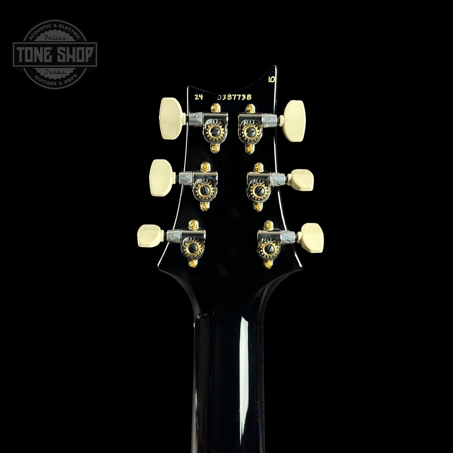 Back of headstock of PRS Hollowbody II Piezo 10-top Charocal.