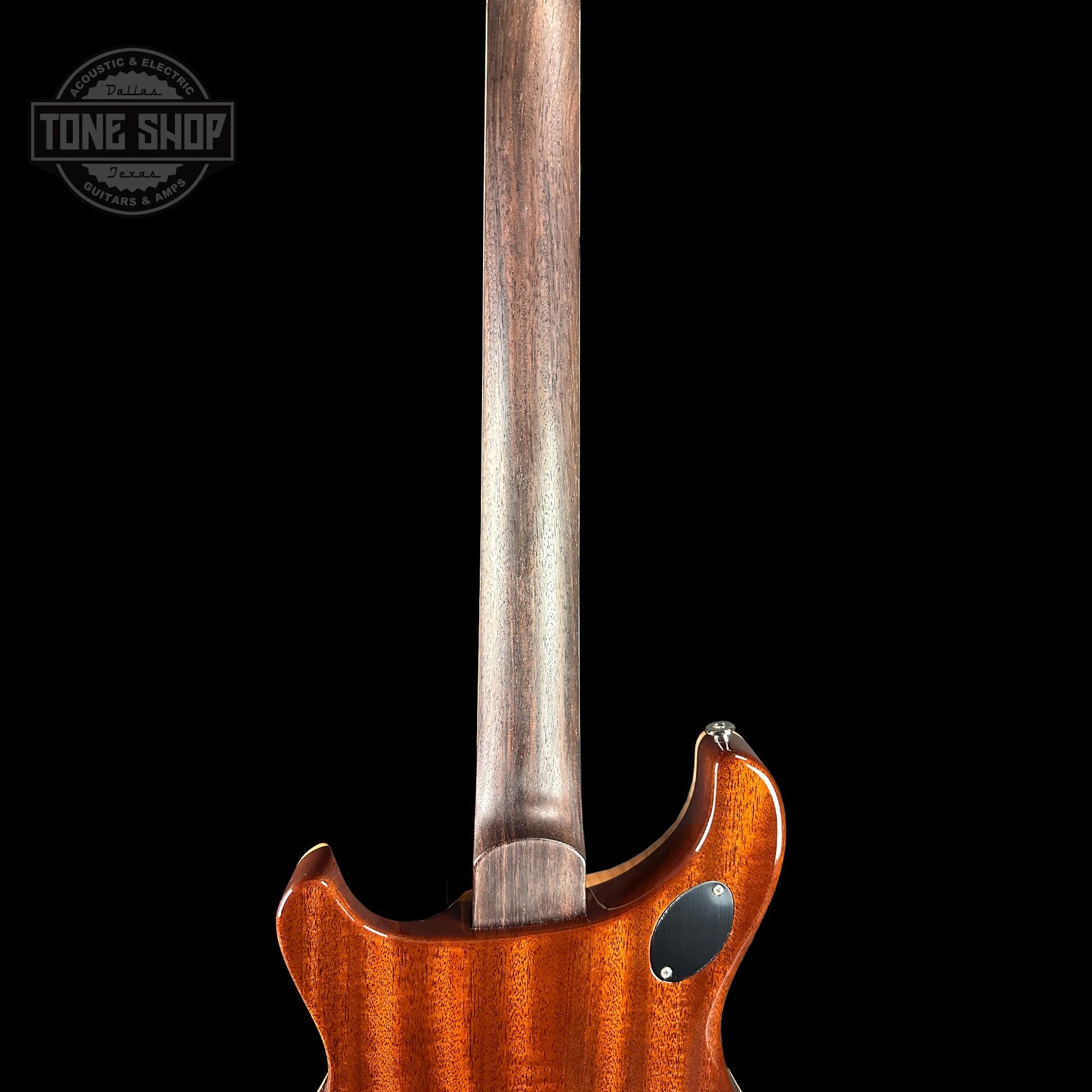 Back of neck of PRS Wood Library McCarty 594 Honey 10-top Brazilian FB.