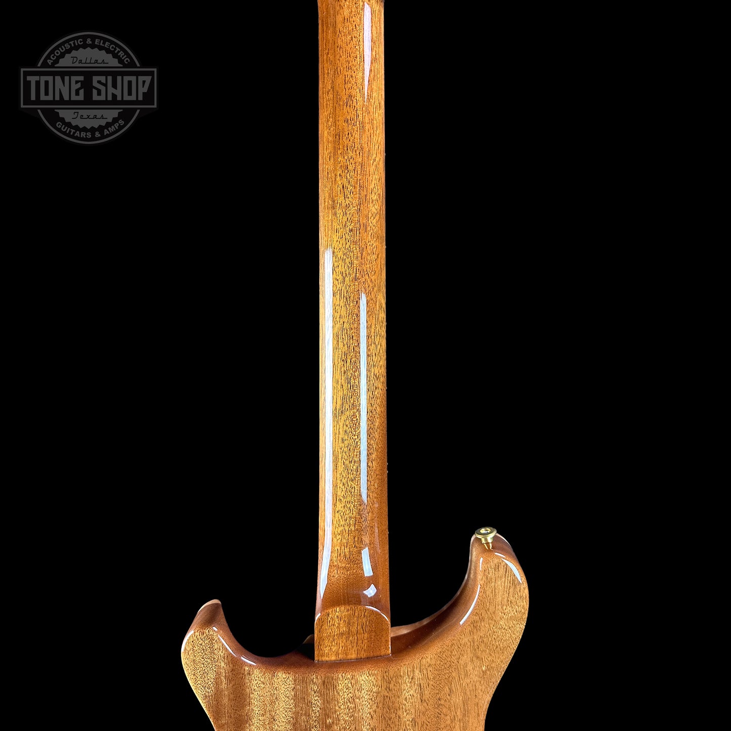 Back of neck of PRS TSG Anniversary Wood Library Artist DGT Gold Storm Fade Brazilian Rosewood.