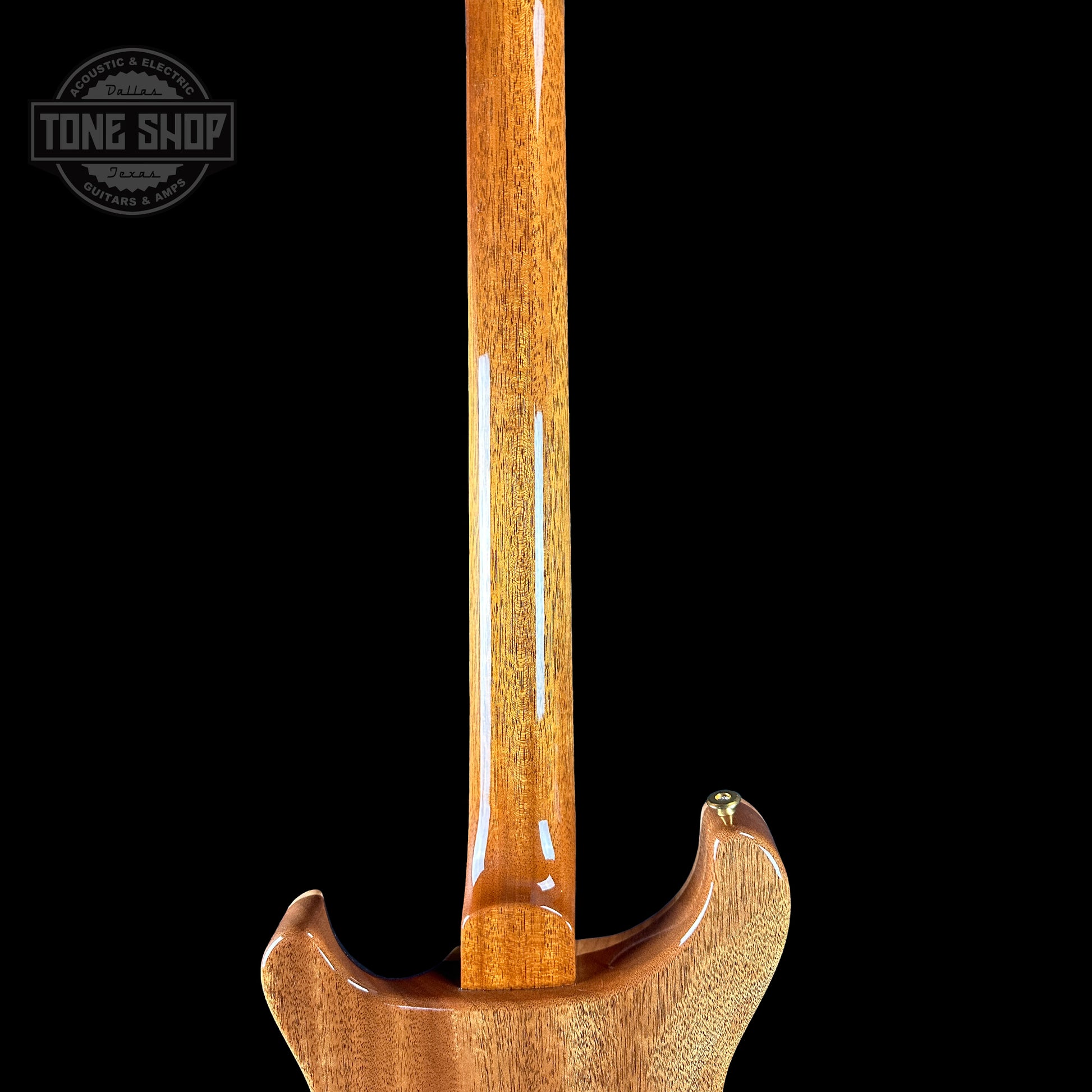 Back of neck of PRS TSG Anniversary Wood Library Artist DGT Gold Storm Fade Brazilian Rosewood.