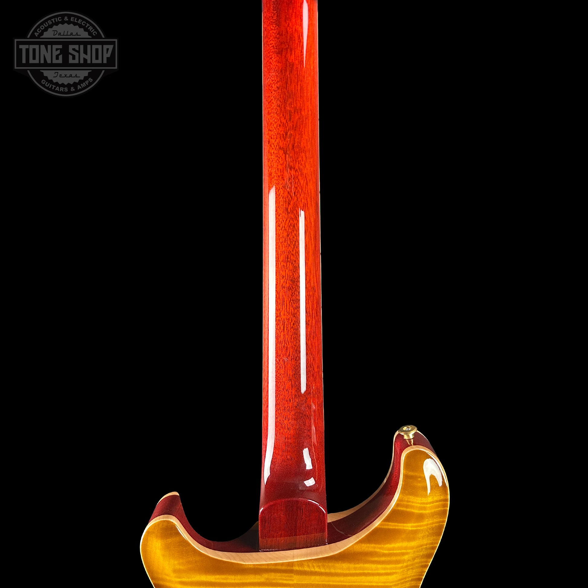 Back of neck of PRS Paul Reed Smith McCarty 594 Hollowbody II 10 Top McCarty Sunburst.