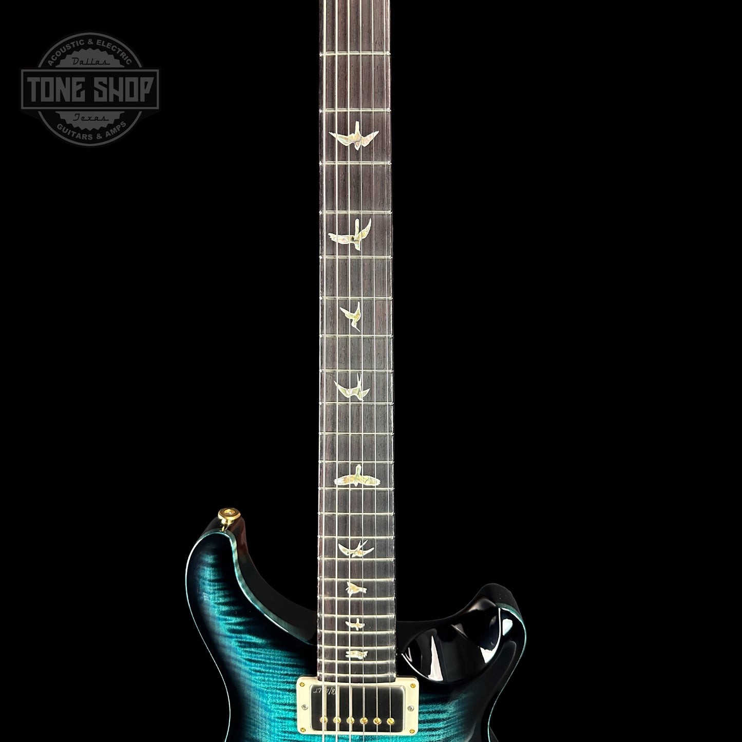 Fretboard of PRS Special Semi-hollow Cobalt Smokeburst 10 Top Birds.