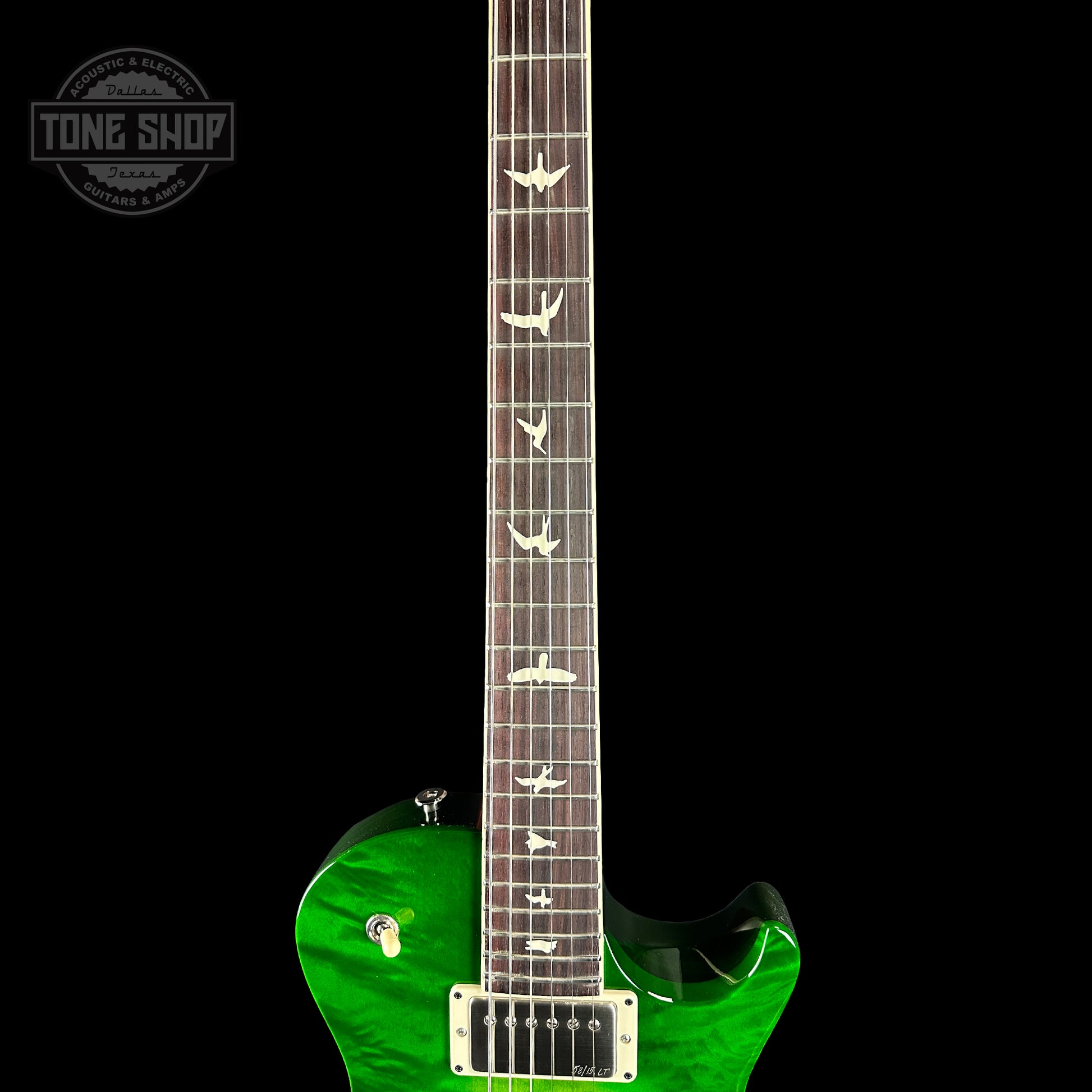 Fretboard of PRS S2 McCarty 594 Singlecut 2024 Spec TSG Quilt Top Eriza Verde.