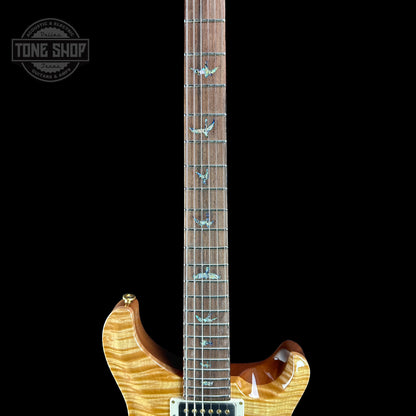 Fretboard of PRS TSG Anniversary Wood Library Artist DGT Gold Storm Fade Brazilian Rosewood.