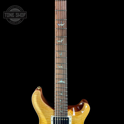 Fretboard of PRS TSG Anniversary Wood Library Artist DGT Gold Storm Fade Brazilian Rosewood.