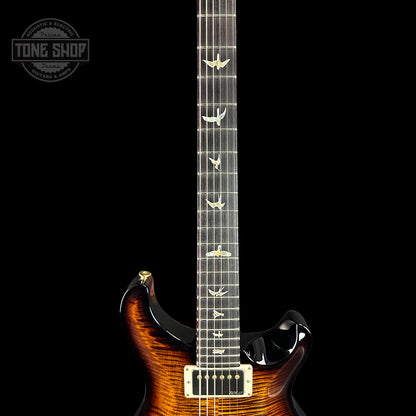 Fretboard of PRS DGT Black Gold Wraparound Burst 10 Top Birds.