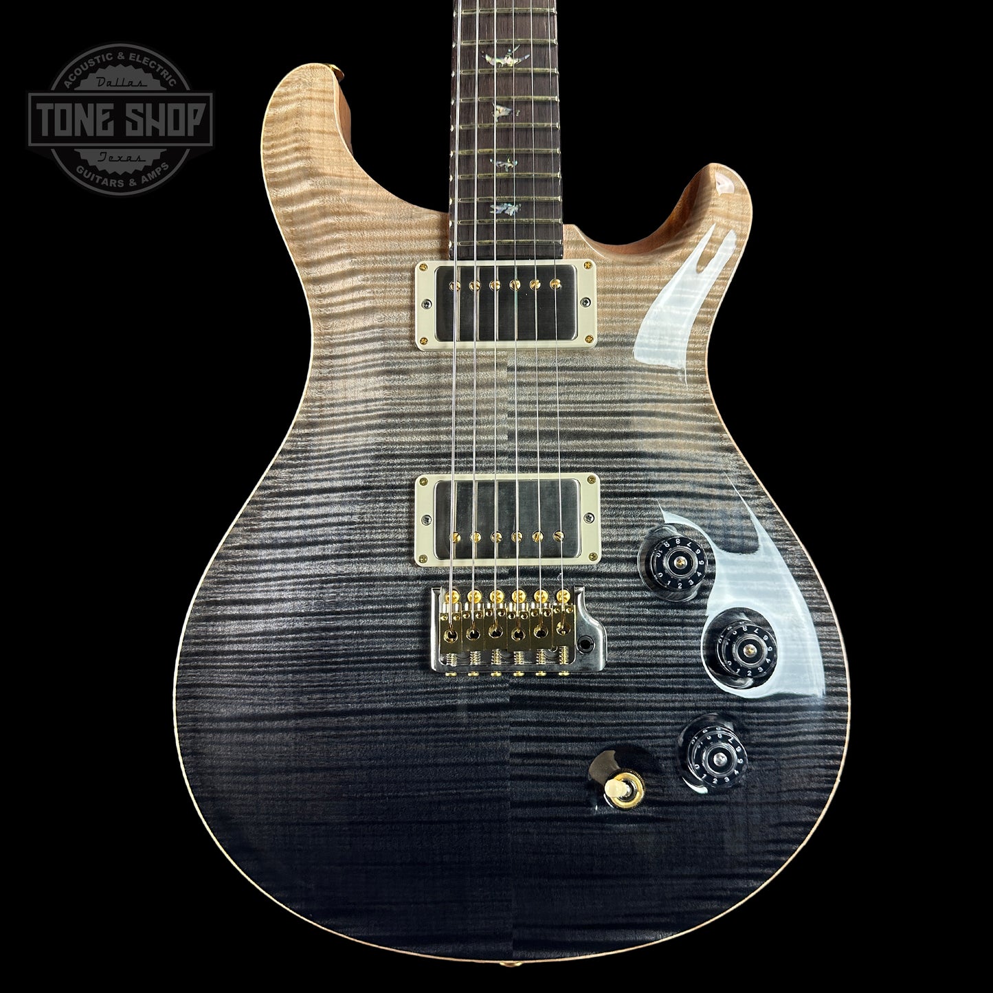 Front of PRS TSG Anniversary Wood Library Artist DGT Frostbite Brazilian Rosewood.