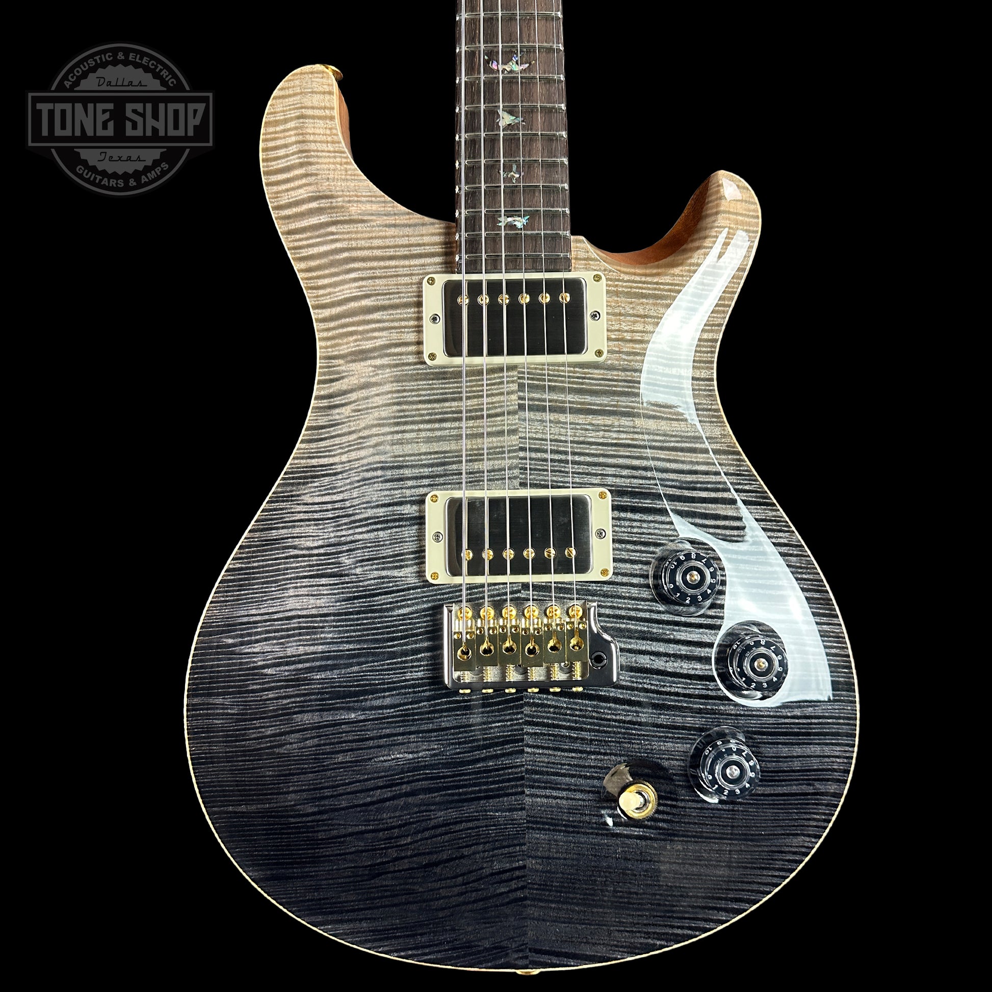 Front of PRS TSG Anniversary Wood Library Artist DGT Frostbite Brazilian Rosewood.