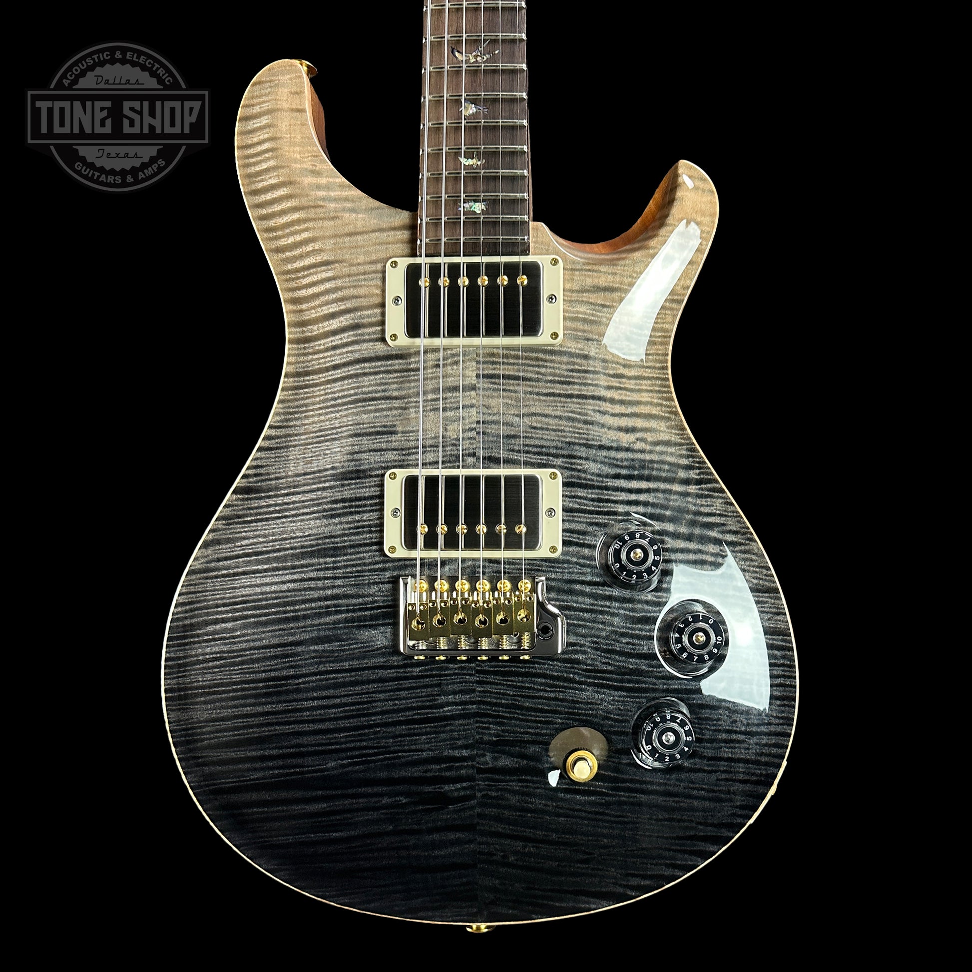 Front of PRS TSG Anniversary Wood Library Artist DGT Frostbite Brazilian Rosewood.