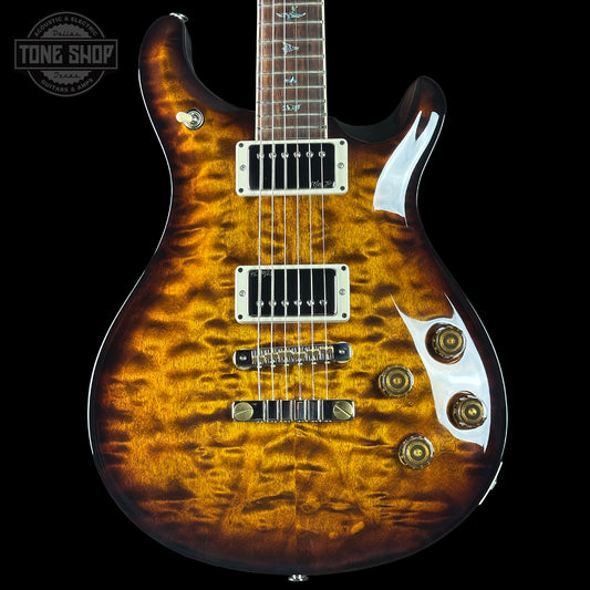 Front of PRS Wood Library McCarty 594 10-top Quilt Black Gold Wraparound Korina.