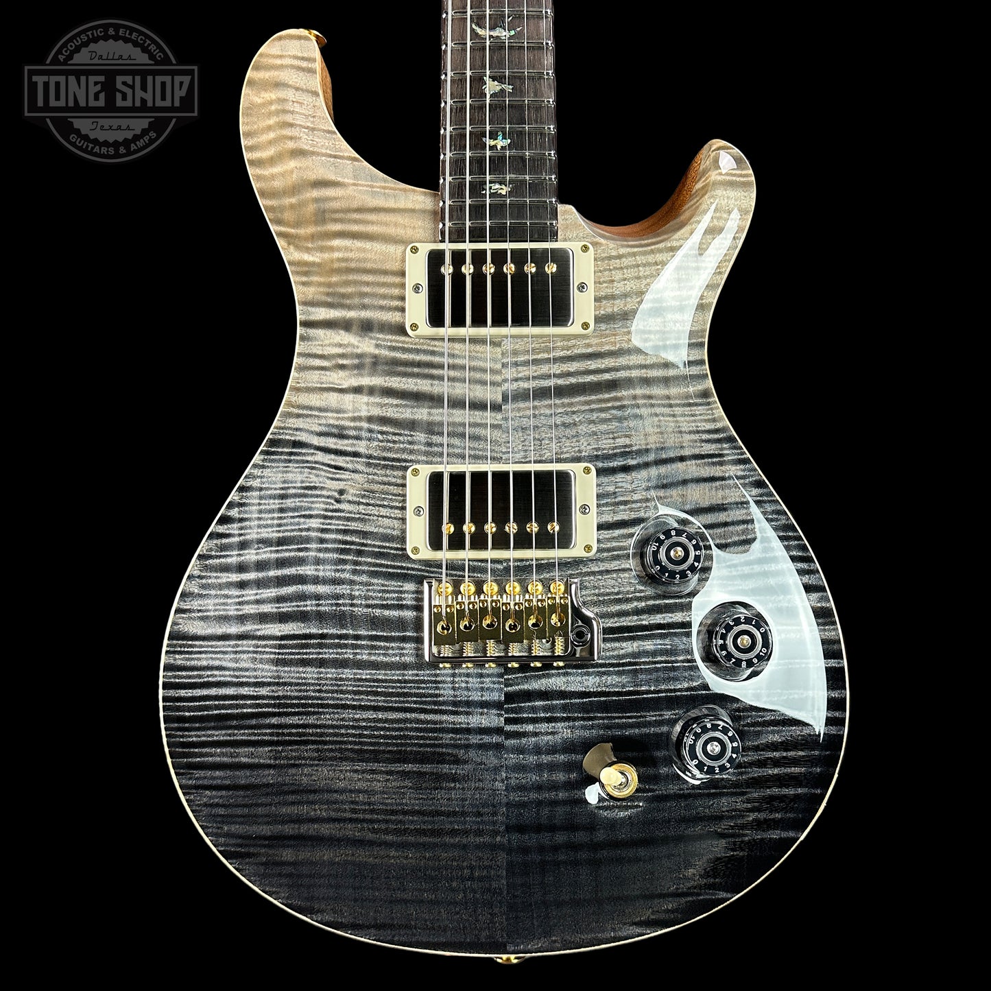 Front of PRS TSG Anniversary Wood Library Artist DGT Frostbite Brazilian Rosewood.