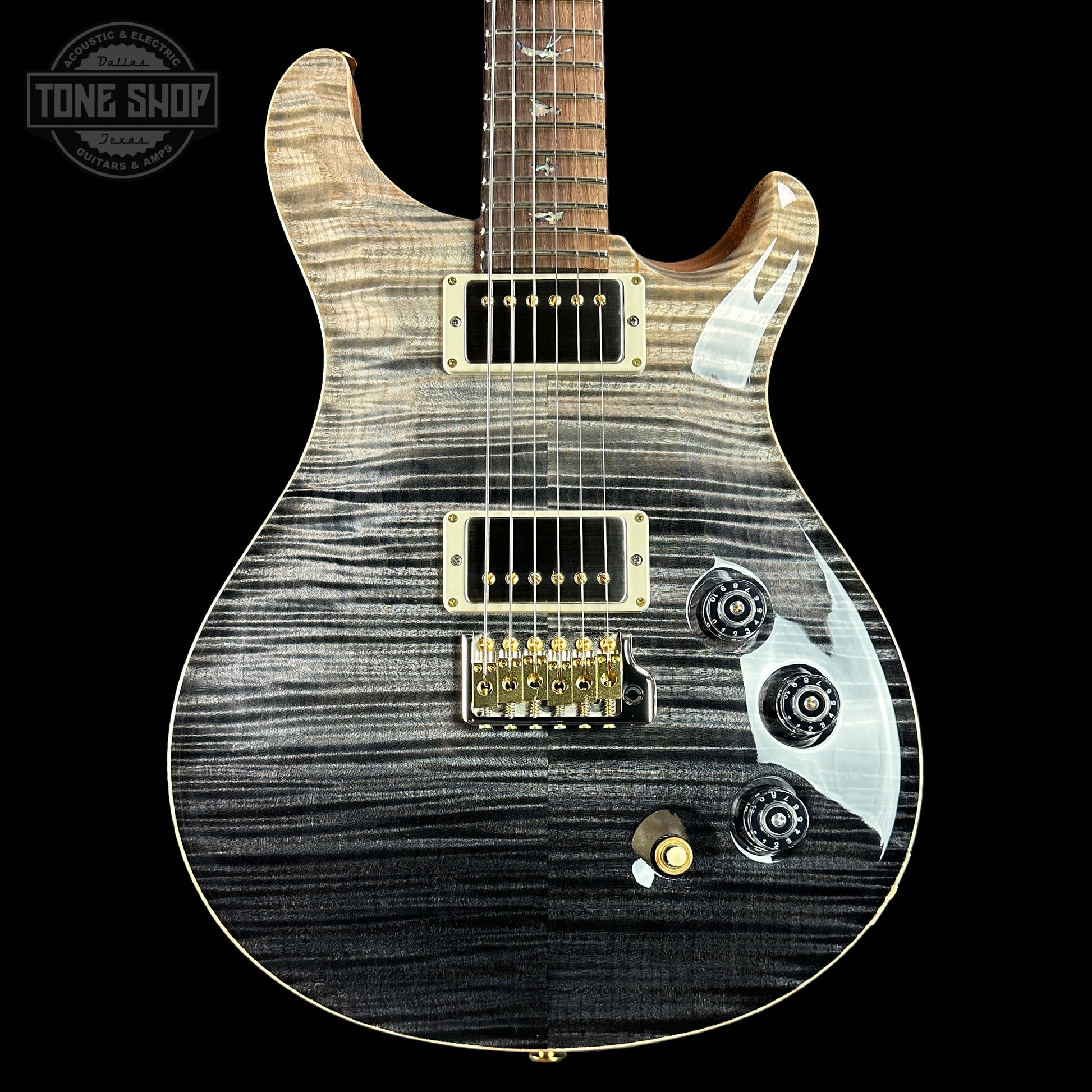 Front of PRS TSG Anniversary Wood Library Artist DGT Frostbite Brazilian Rosewood.