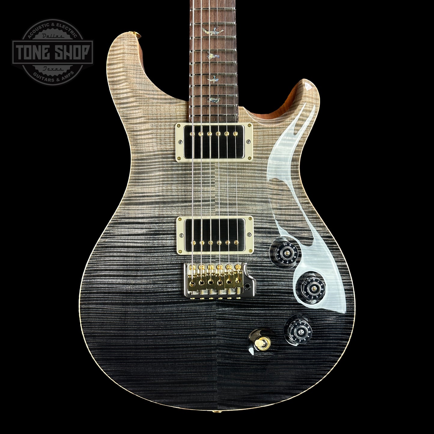 Front of PRS TSG Anniversary Wood Library Artist DGT Frostbite Brazilian Rosewood.