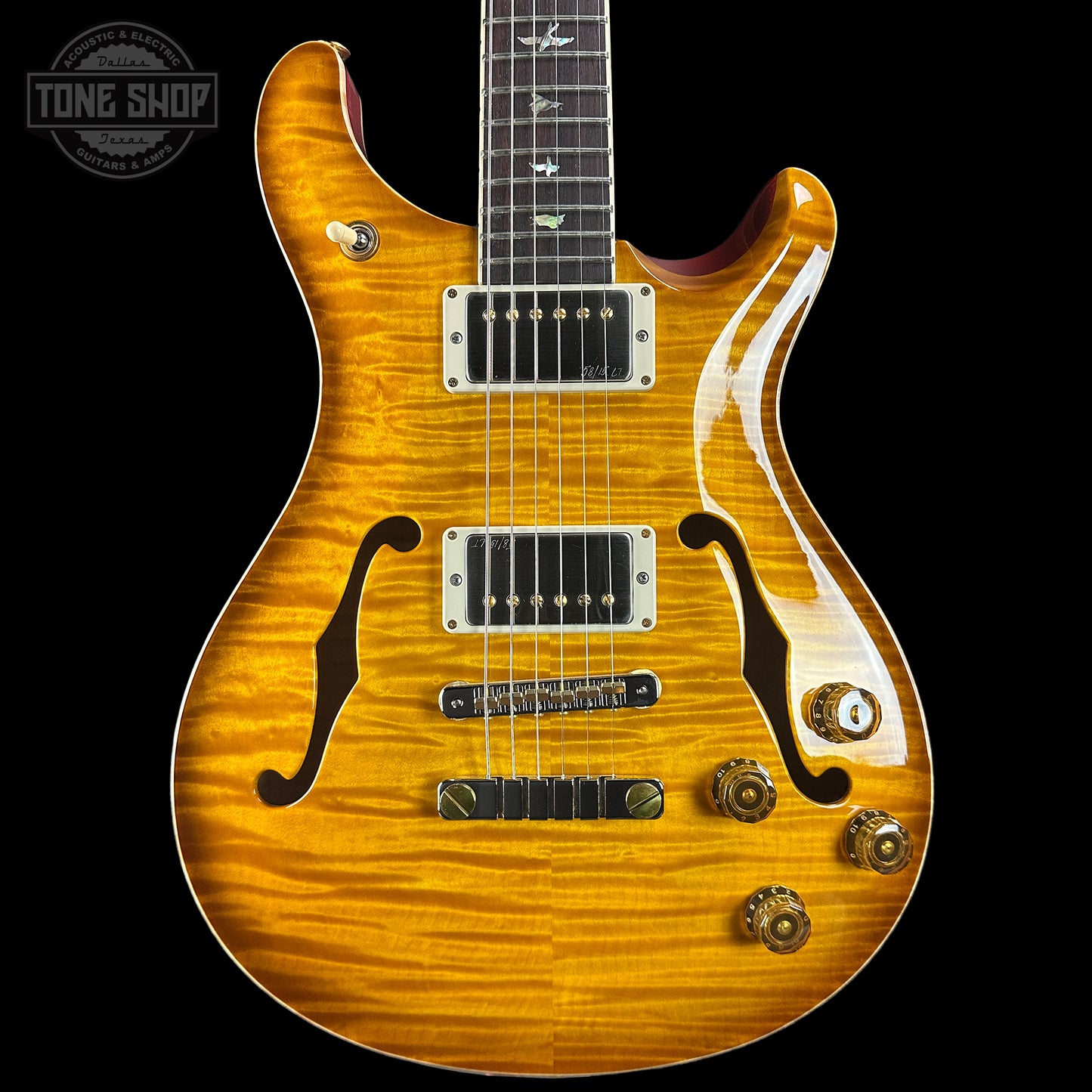 Front of PRS Paul Reed Smith McCarty 594 Hollowbody II 10 Top McCarty Sunburst.