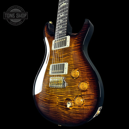 Front angle of PRS DGT Black Gold Wraparound Burst 10 Top Birds.