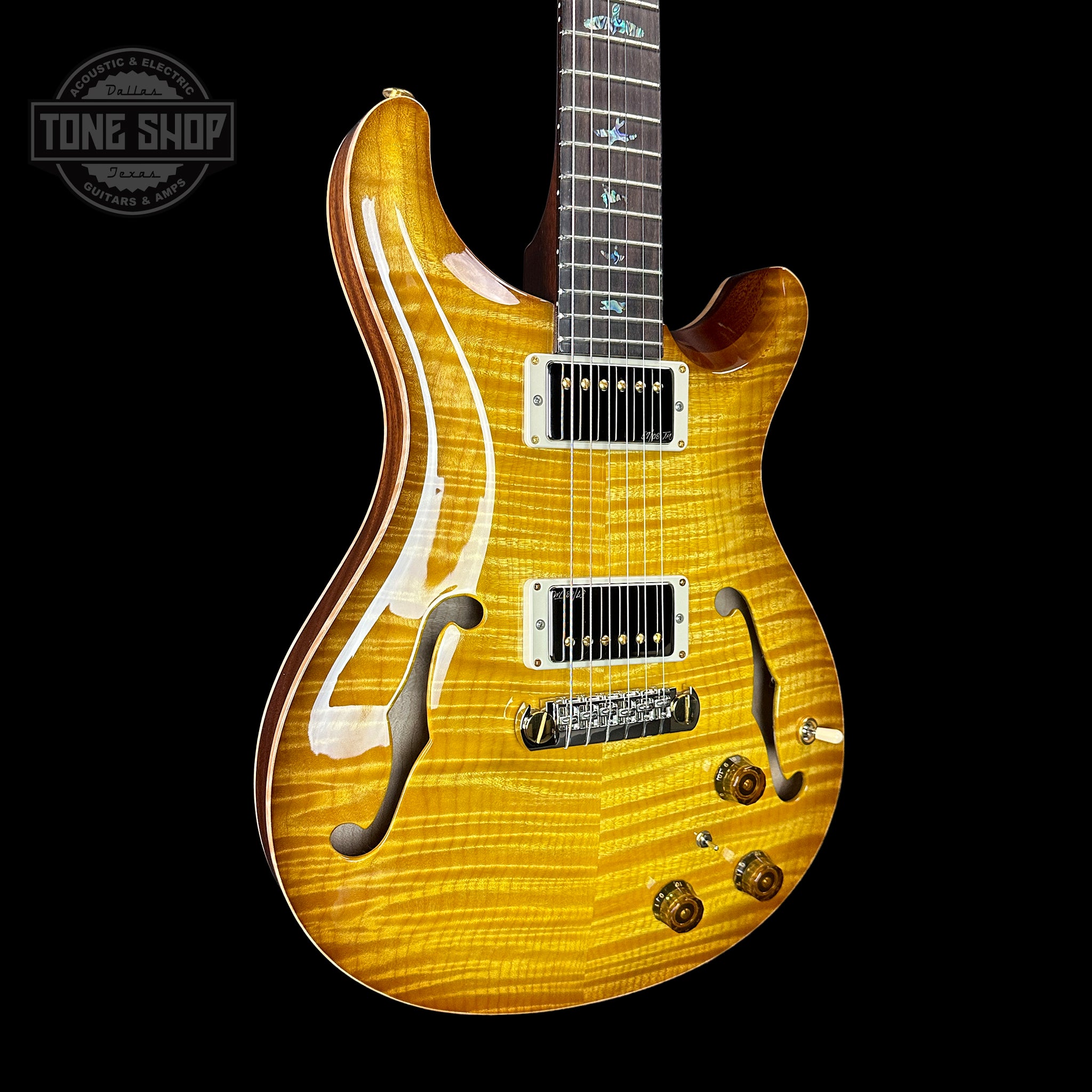 PRS Wood Library Hollowbody II Piezo 10 top Livingston Lemondrop Braz w/case