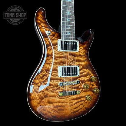 Front angle of PRS Wood Library McCarty 594 10-top Quilt Copperhead Burst.