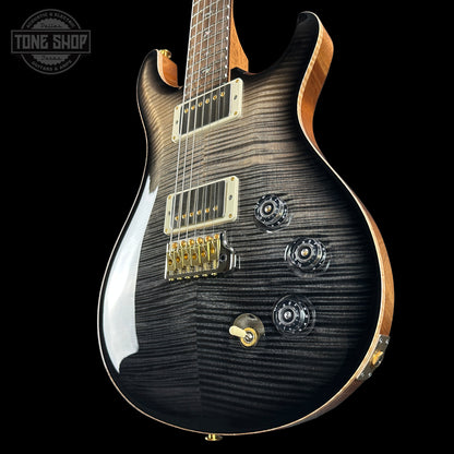 Front angle of PRS TSG Anniversary Wood Library Artist DGT Frostbite Smokeburst Brazilian Rosewood.