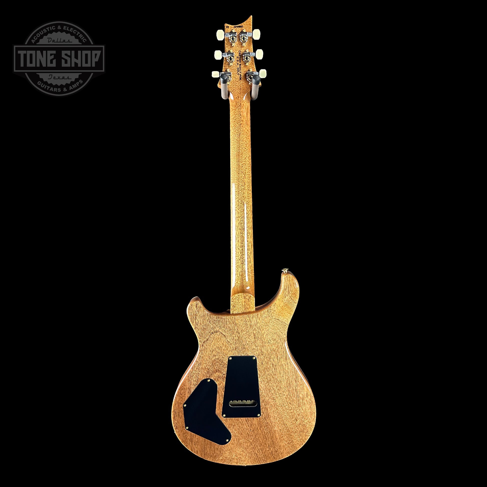 Full back of PRS TSG Anniversary Wood Library Artist DGT Gold Storm Fade Brazilian Rosewood.