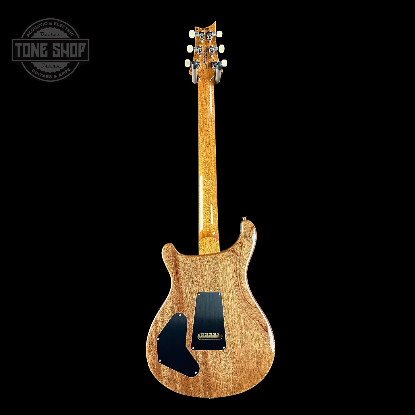 Full back of PRS TSG Anniversary Wood Library Artist DGT Gold Storm Fade Brazilian Rosewood.