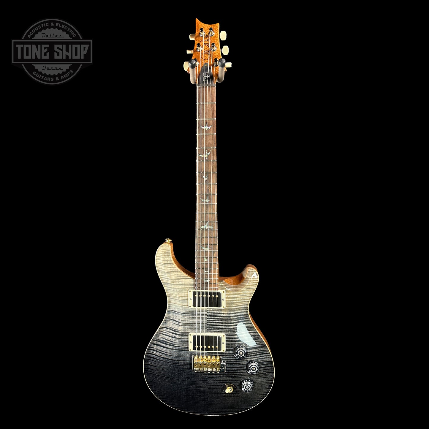 Full front of PRS TSG Anniversary Wood Library Artist DGT Frostbite Smokeburst Brazilian Rosewood.