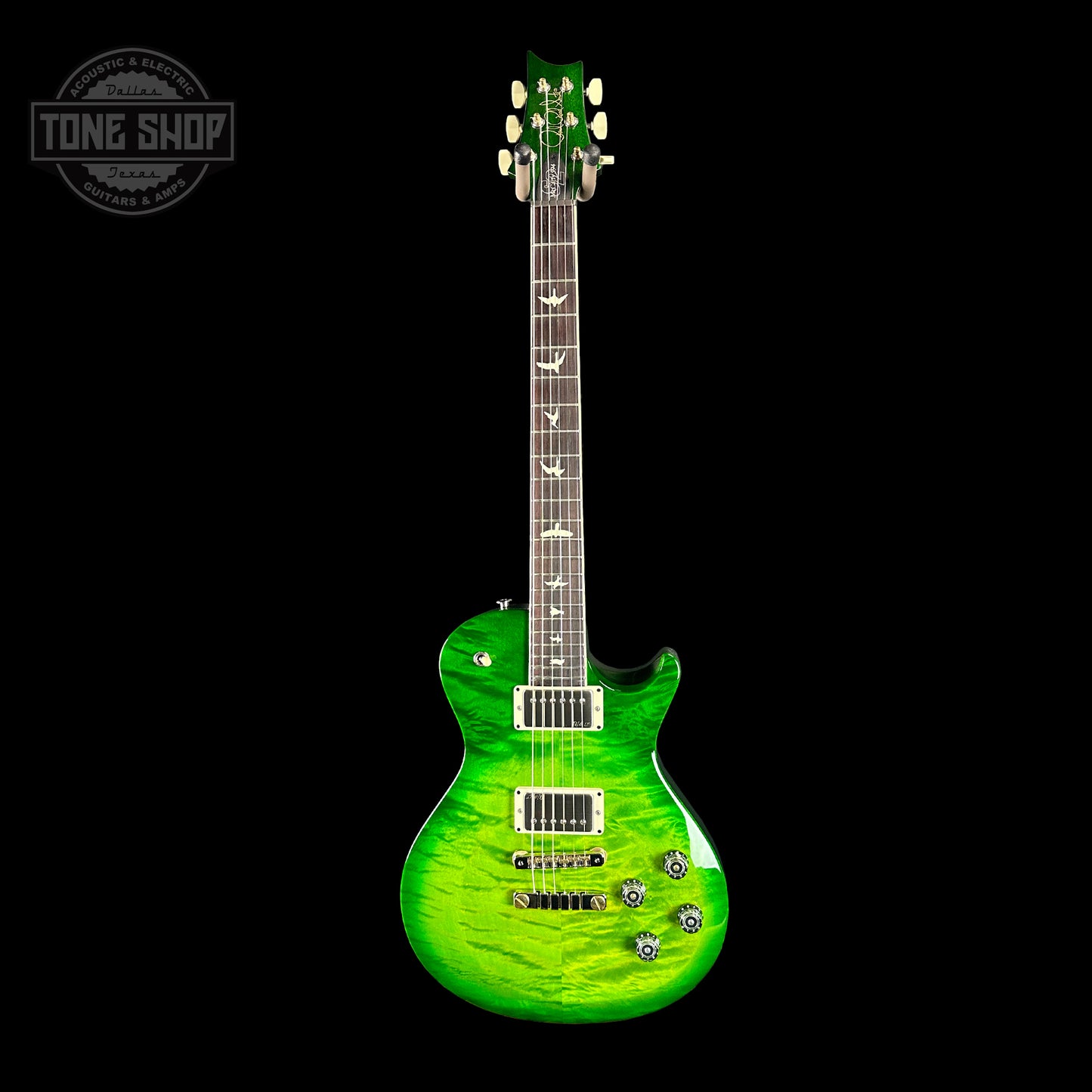 Full front of PRS S2 McCarty 594 Singlecut 2024 Spec TSG Quilt Top Eriza Verde.