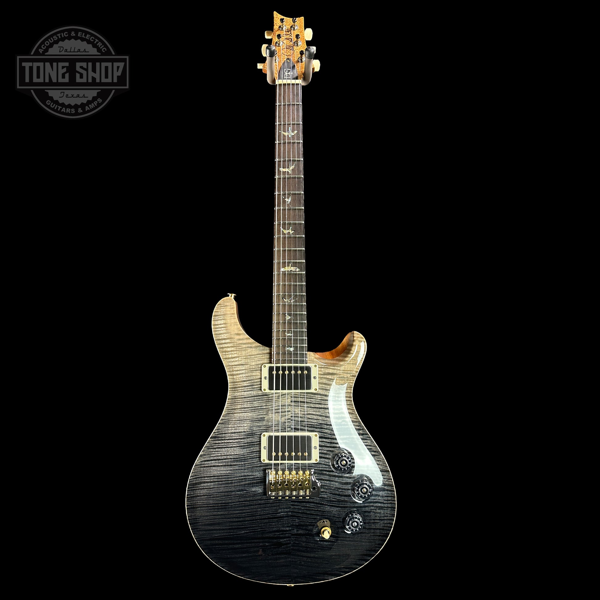 Full front of PRS TSG Anniversary Wood Library Artist DGT Frostbite Brazilian Rosewood.