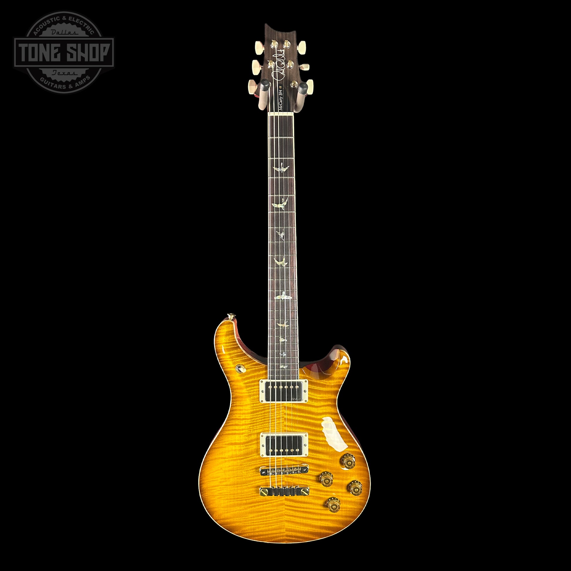 Full front of PRS Paul Reed Smith McCarty 594 McCarty Sunburst 10 Top Birds.