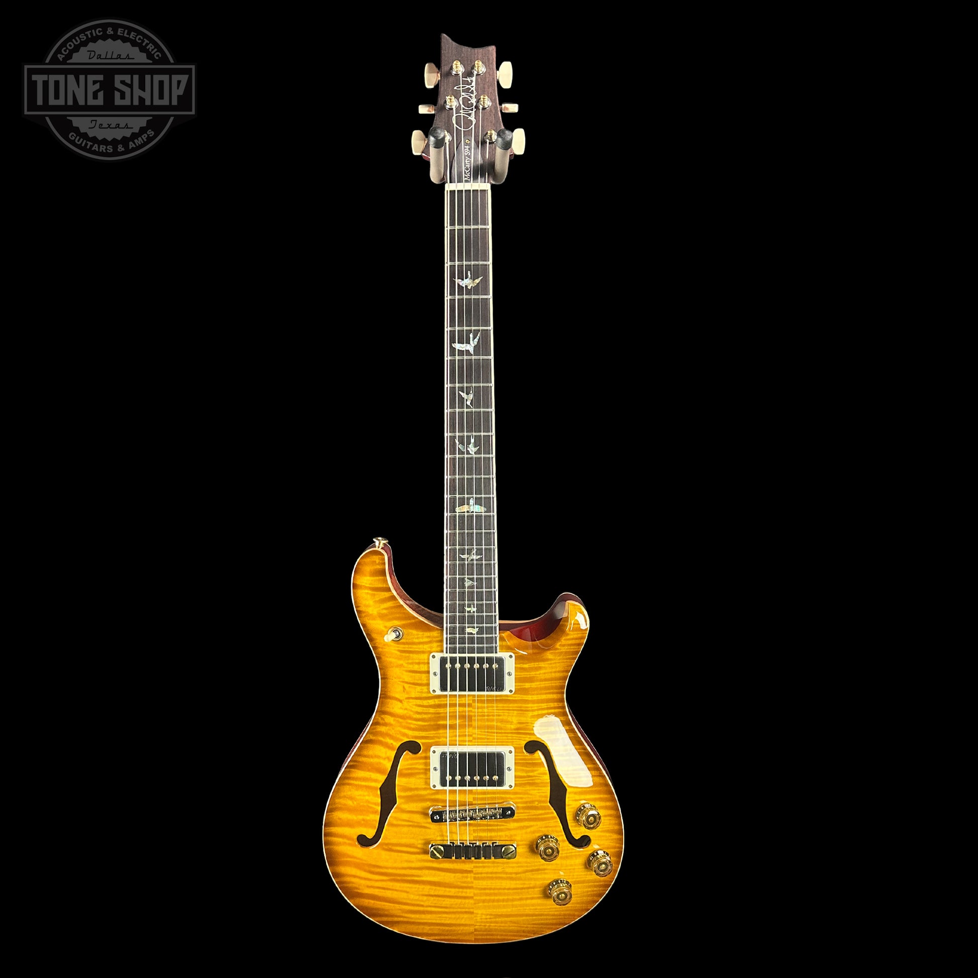 Full front of PRS Paul Reed Smith McCarty 594 Hollowbody II 10 Top McCarty Sunburst.