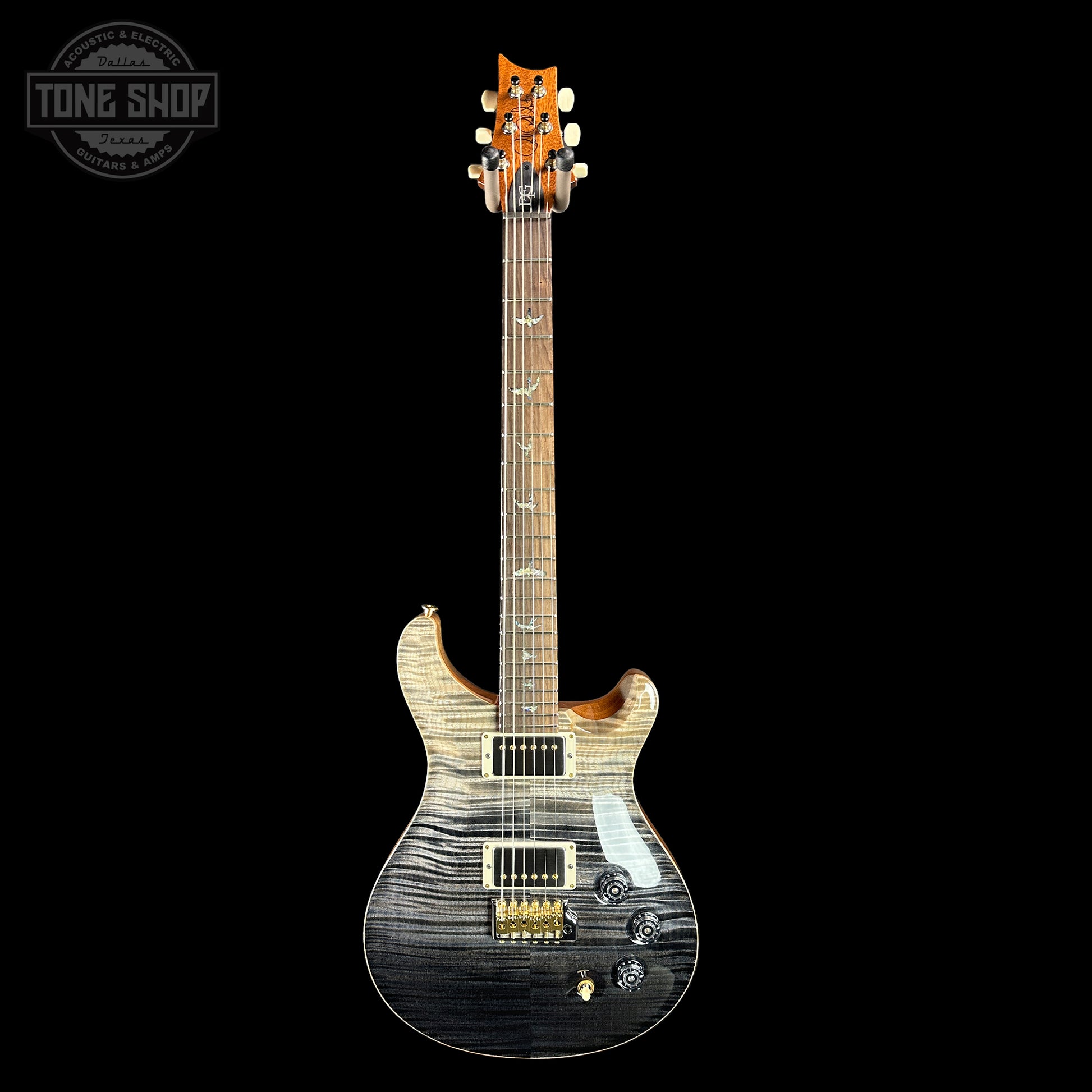 Full front of PRS TSG Anniversary Wood Library Artist DGT Frostbite Brazilian Rosewood.