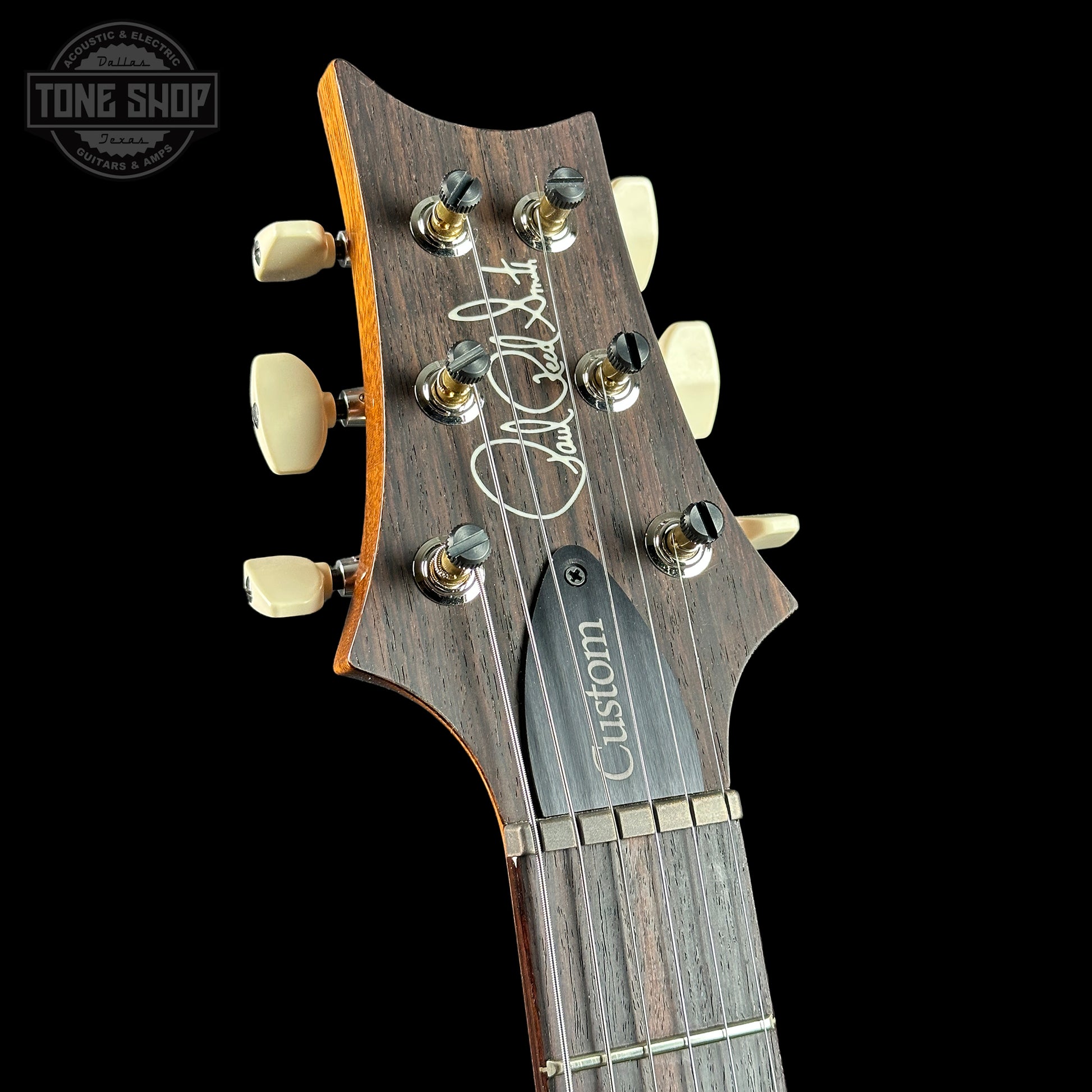 Headstock of PRS Paul Reed Smith Custom 24 Blacktop.