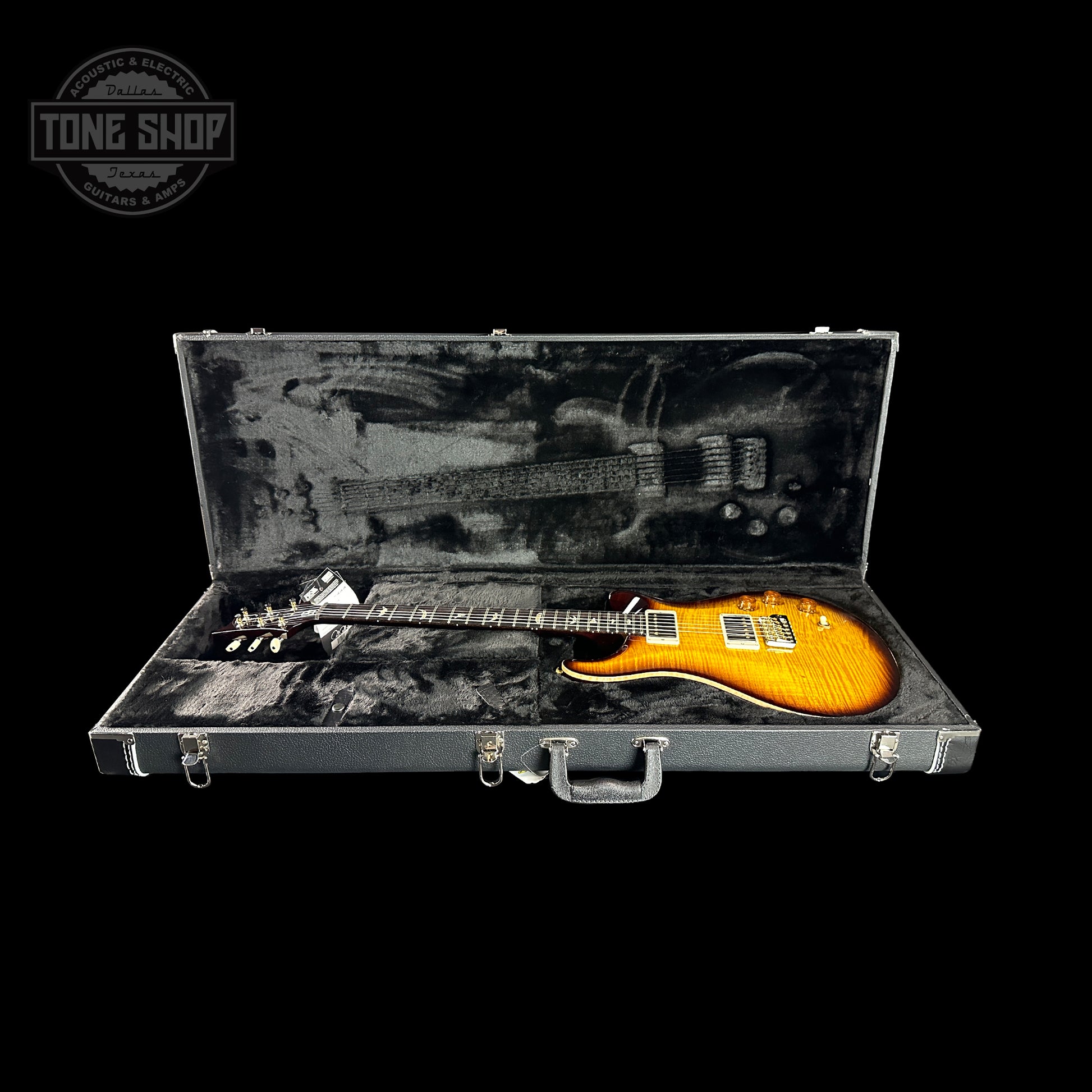 PRS DGT McCarty Tobacco Sunburst 10 Top Birds in case.