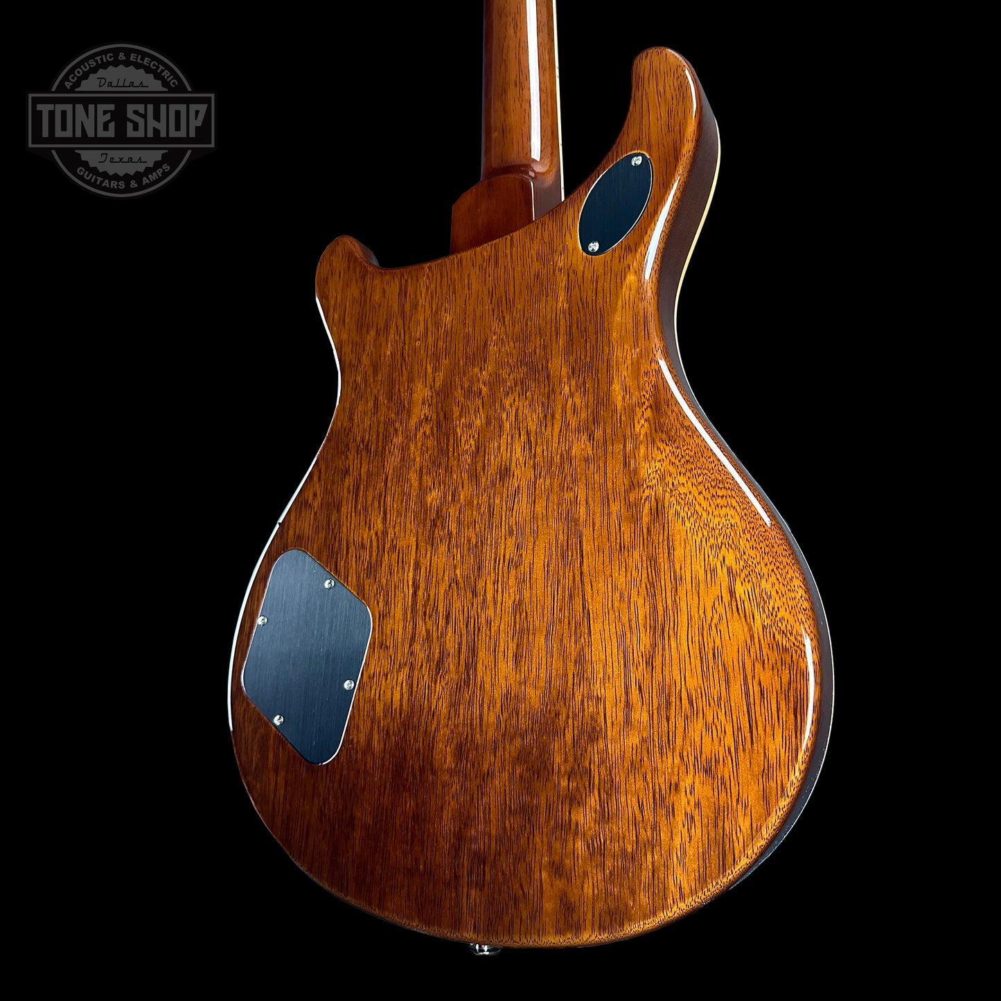 Back angle of PRS Wood Library McCarty 594 10-top Quilt Livingston Lemondrop.