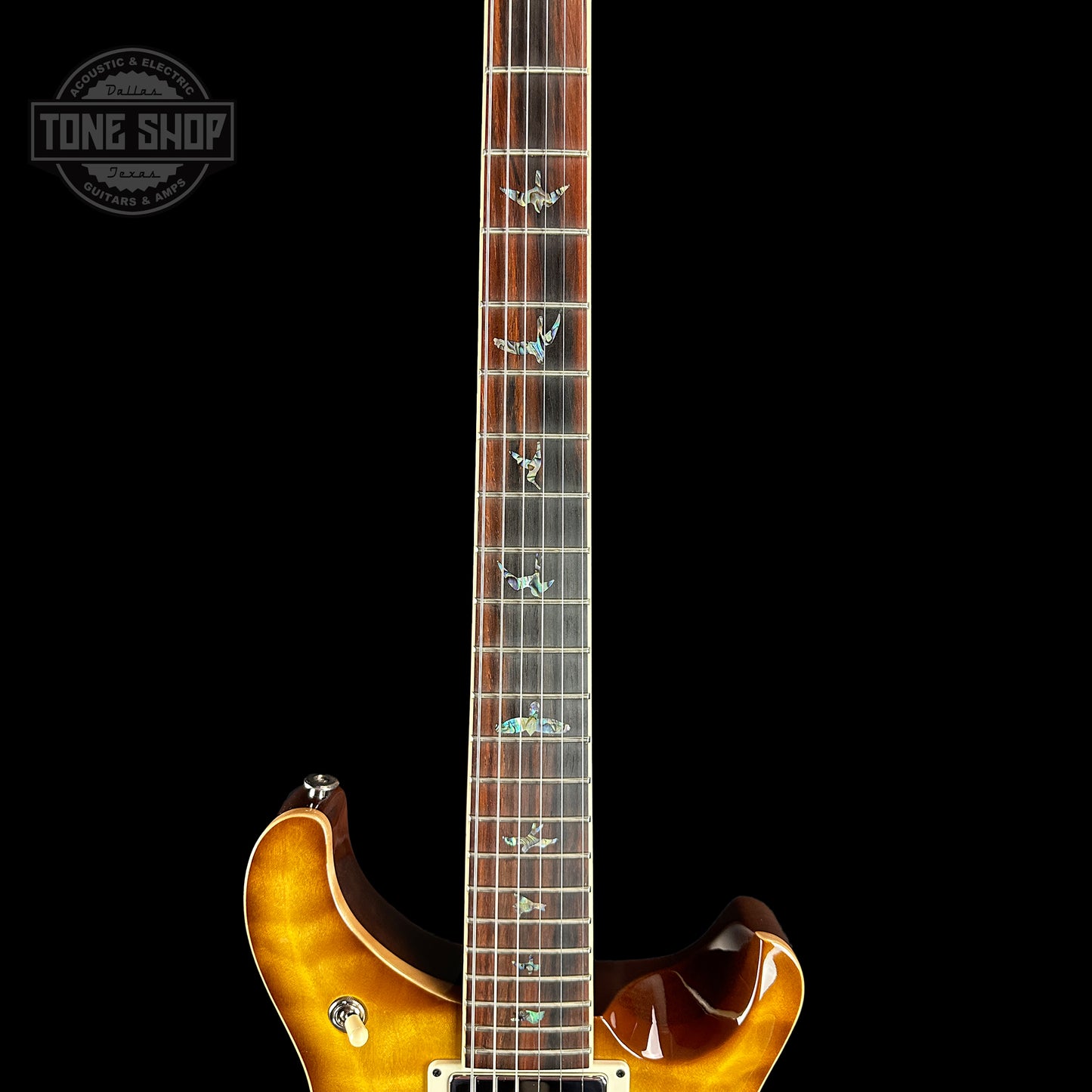 Fretboard of PRS Wood Library McCarty 594 10-top Quilt Livingston Lemondrop.