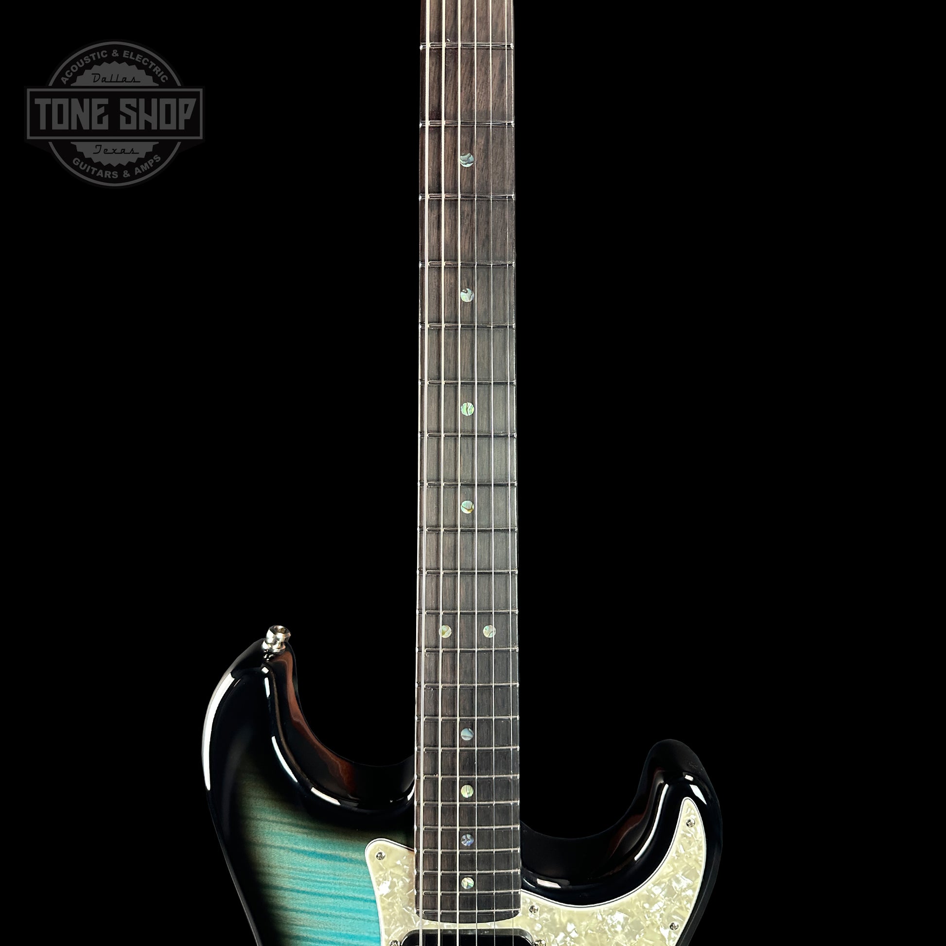 Fretboard of Fender Custom Shop Custom FMT Strat Nos Masterbuilt By Kyle Mcmillin Stained Blue Burst.