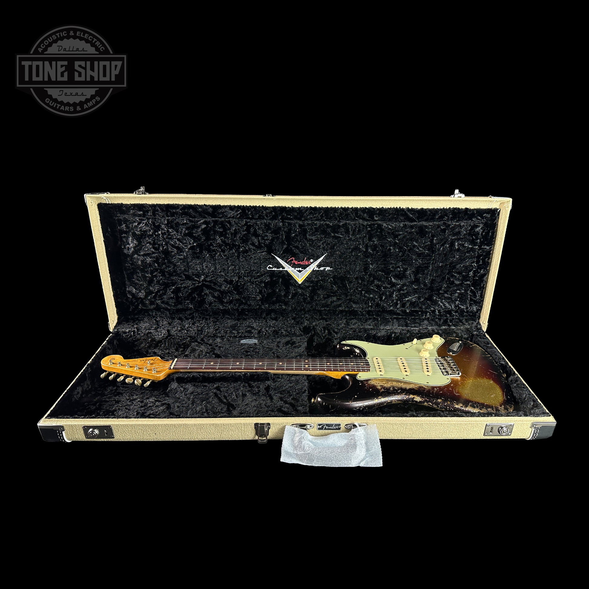 Fender Custom Shop Time Machine '63 Strat Super Heavy Relic Super Faded Aged 3 Color Sunburst Sparkle in case.