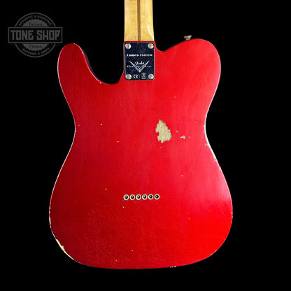 Back of Fender Custom Shop Limited Edition Red Hot Esquire Relic Super Faded Aged Candy Apple Red.