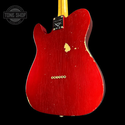 Back angle of Fender Custom Shop Limited Edition Red Hot Esquire Relic Super Faded Aged Candy Apple Red.