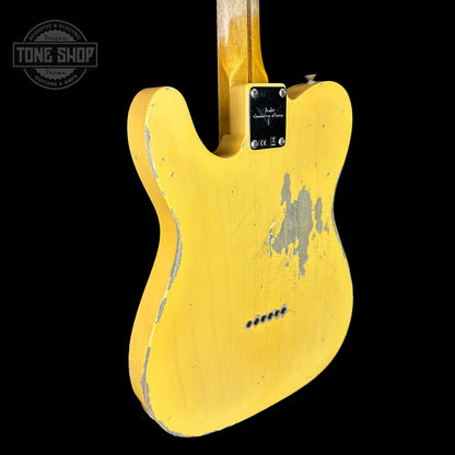 Back angle of Fender Custom Shop Time Machine '54 Tele Heavy Relic Faded Aged Nocaster Blonde.