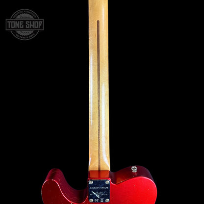 Back of neck of Fender Custom Shop Limited Edition Red Hot Esquire Relic Super Faded Aged Candy Apple Red.