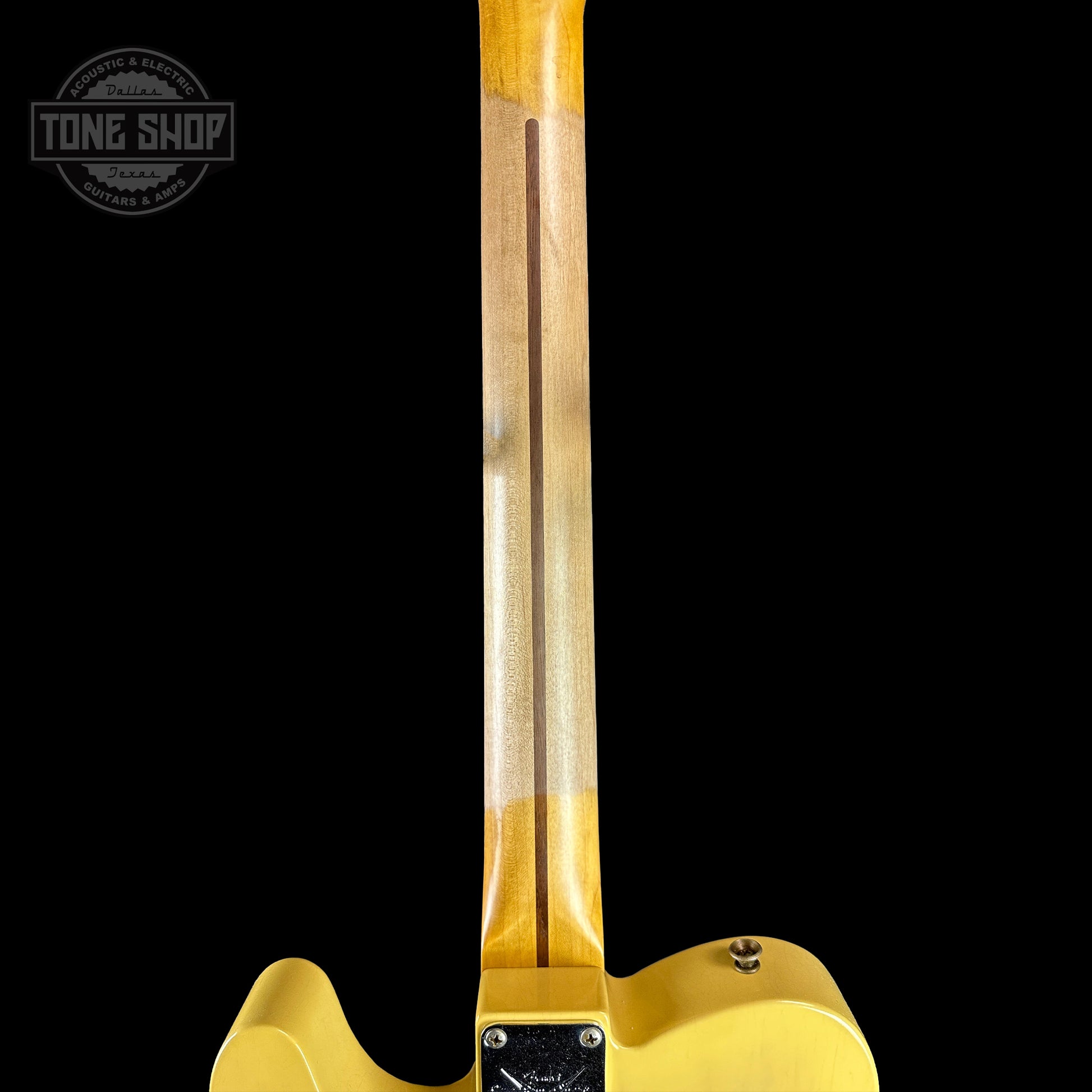 Back of neck of Fender Custom Shop Time Machine '54 Tele Journeyman Relic Faded Aged Nocaster Blonde.