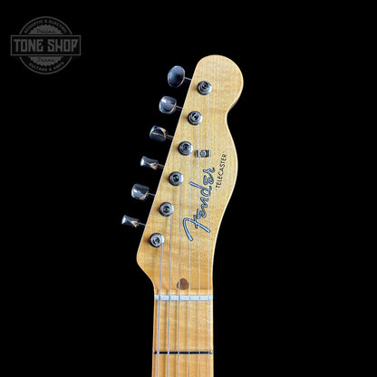 Front of headstock of Fender Custom Shop Limited Edition 53 Tele Time Capsule Faded Nocaster Blonde.