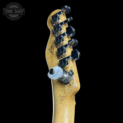 Back of headstock of Fender Custom Shop Limited Edition Masterbuilt Waylon Jennings Telecaster Relic.