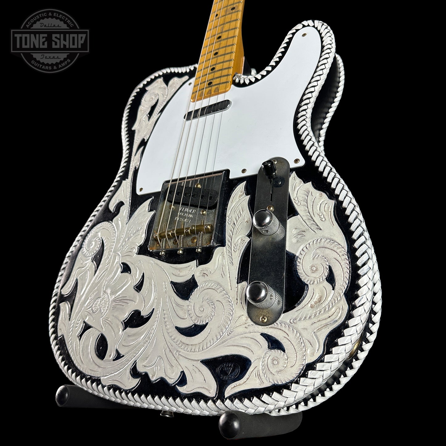 Front angle of Fender Custom Shop Limited Edition Masterbuilt Waylon Jennings Telecaster Relic.