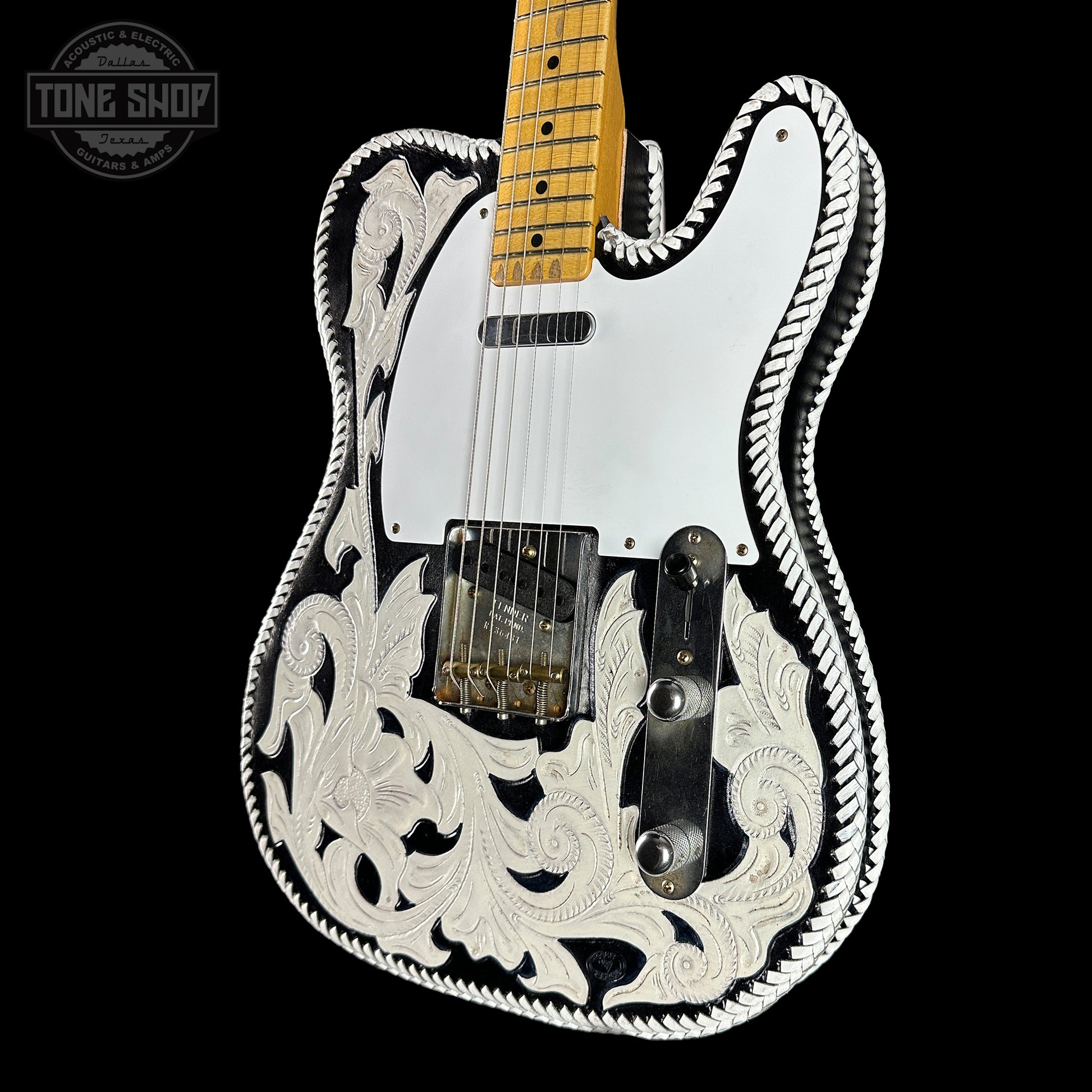 Front angle of Fender Custom Shop Limited Edition Masterbuilt Waylon Jennings Telecaster Relic.