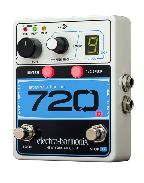 Top down of EHX Electro-Harmonix 720 Stereo Looper.